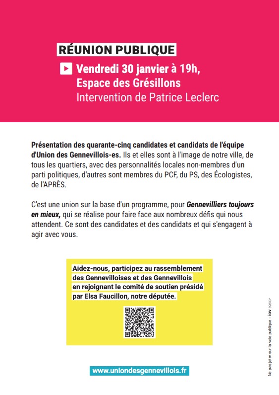 Réunion publique de présentation des candidat-es